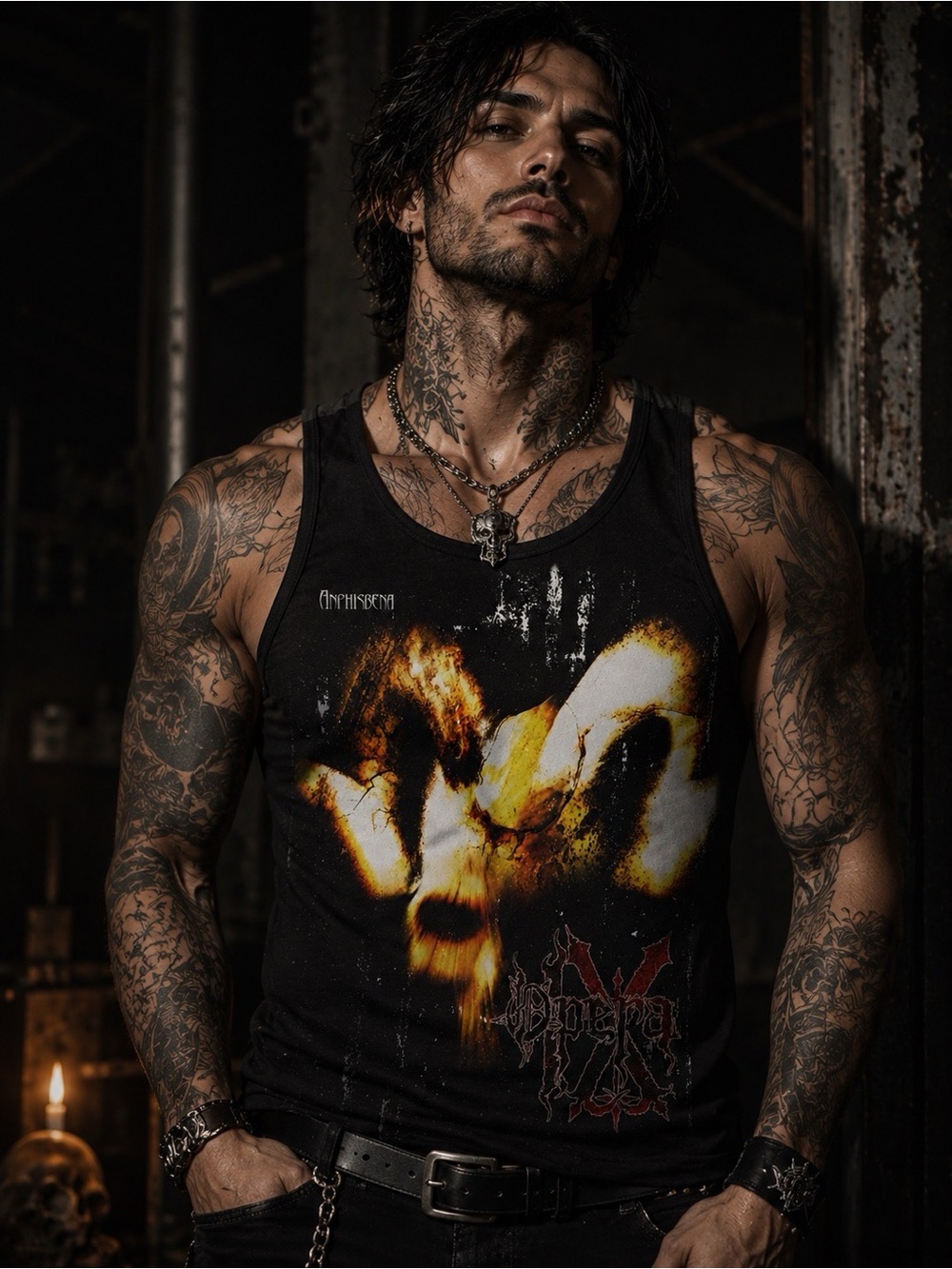Opera IX Gothic Doom Death Anphisbena Cotton Black Tank Top, Sz S-2XL